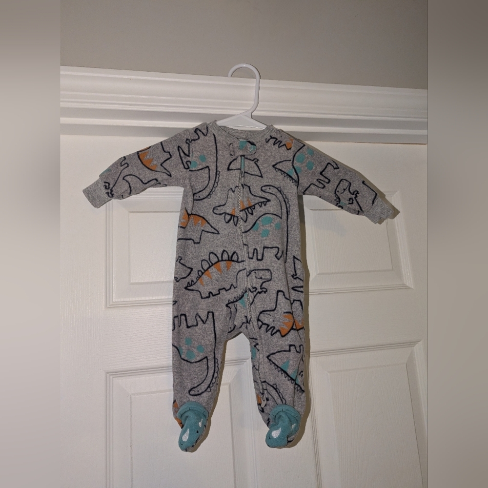 Carter's Gray Dinosaur Print Footed One Piece